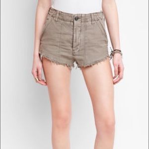 Free People High Rise Button Front Cut Off shorts
